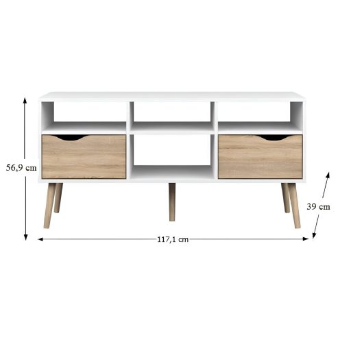 TV asztal/szekrény, tölgy sonoma / fehér, OSLO 75391