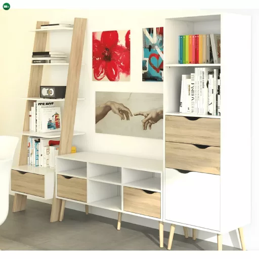 TV asztal/szekrény, tölgy sonoma / fehér, OSLO 75391