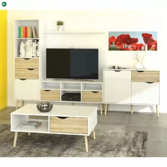 Dohányzóasztal, tölgy sonoma / fehér, OSLO 75384