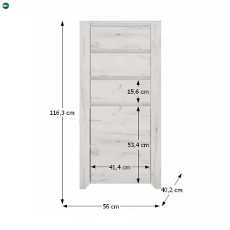 Komód typ 35, fehér craft, ANGEL