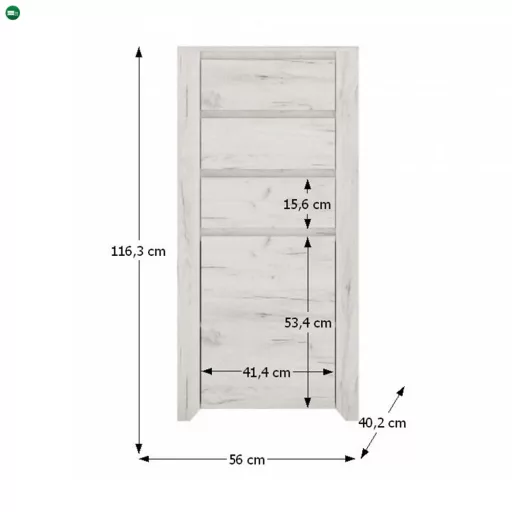 Komód typ 35, fehér craft, ANGEL