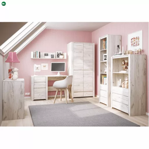 Komód typ 43,  fehér craft, ANGEL