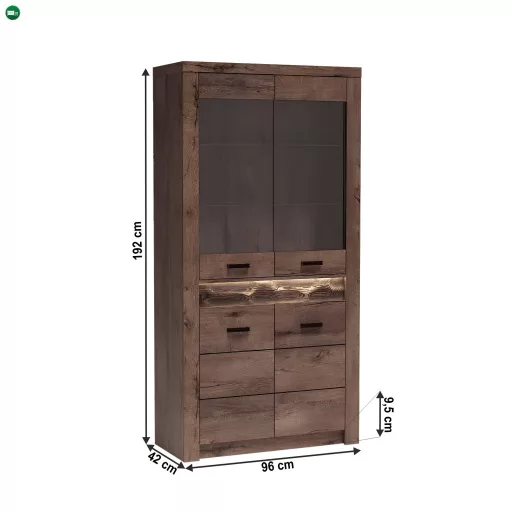 Vitrines szekrény, kőris sötét, INFINITY I-03