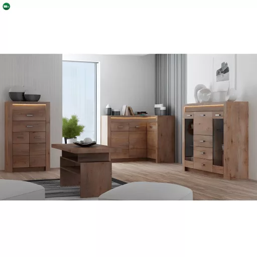 Vitrines szekrény, világos kőris, INFINITY I-03