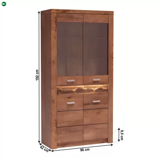 Vitrines szekrény, világos kőris, INFINITY I-03