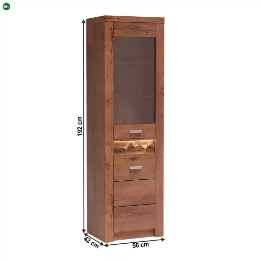 Vitrines szekrény, világos kőris, INFINITY I-04