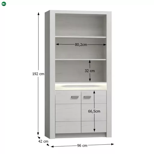 Könyvespolc, kőris fehér, INFINITY I-05