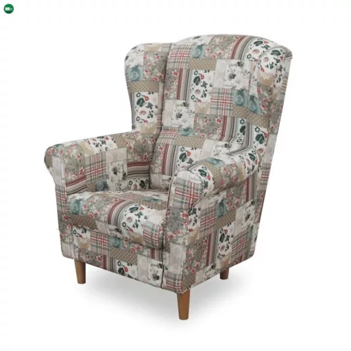 füles fotel puffal, szövet patchwork Viorica 1, ASTRID
