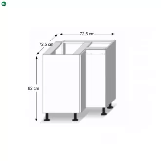 Alsó sarokszekrény, fehér magas fényű HG, LINE