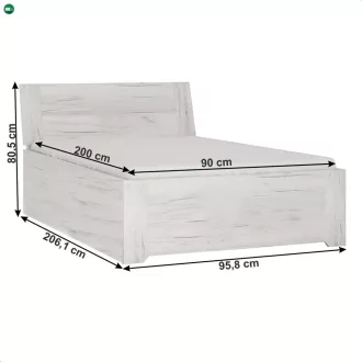 ágy typ 90, fehér craft, 90x200, ANGEL