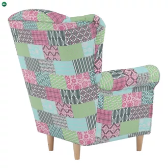 Füles fotel, szövet patchwork, CHARLOT