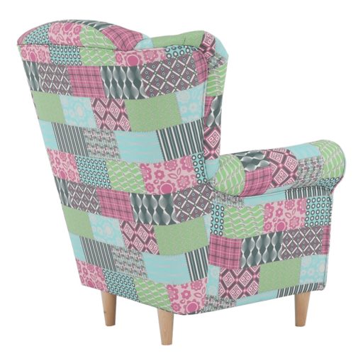 Füles fotel, szövet patchwork, CHARLOT