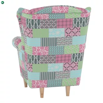 Füles fotel, szövet patchwork, CHARLOT