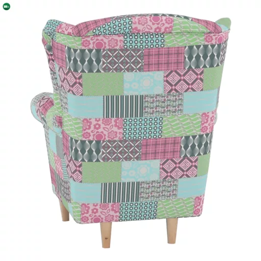 Füles fotel, szövet patchwork, CHARLOT