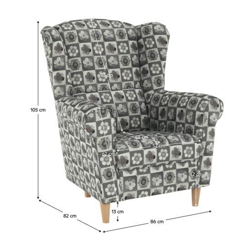 Füles fotel, szövet patchwork N1, CHARLOT