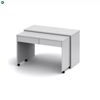 Nyitható PC asztal fiókokkal, fehér, VERSAL NEW