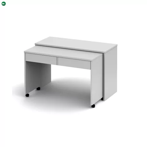 Nyitható PC asztal fiókokkal, fehér, VERSAL NEW