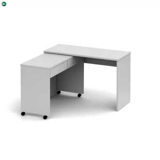 Nyitható PC asztal fiókokkal, fehér, VERSAL NEW
