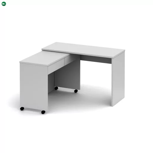 Nyitható PC asztal fiókokkal, fehér, VERSAL NEW
