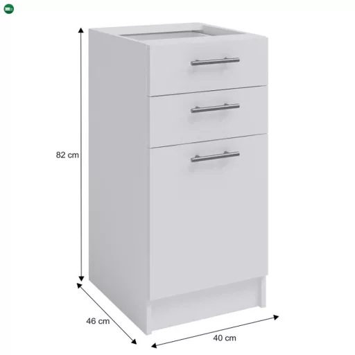 kombinált alsószekrény, fehér,  FABIANA S-40SZ2