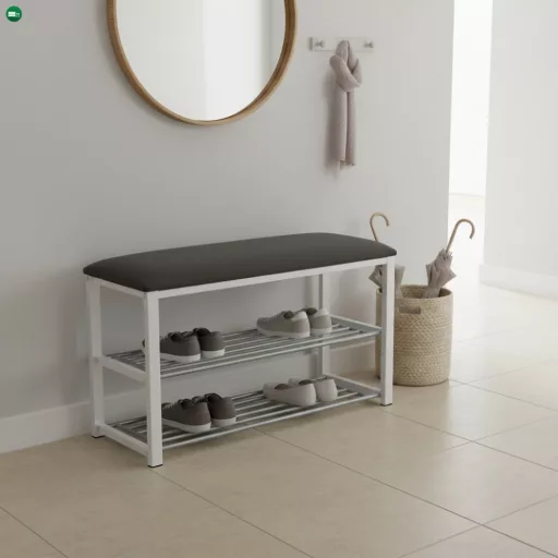 Lóca cipőtartóval, szürke/fehér, LANGELLA NEW