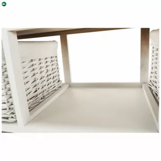 Komód, fa/vesszőfonás/szövet, fehér, RAFAELLO 9