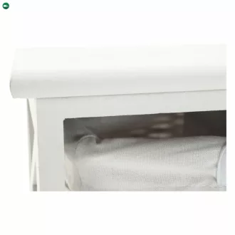 Komód, fa/vesszőfonás/szövet, fehér, RAFAELLO 9