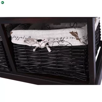   Lóca párnával, 2 kosár, sötétbarna/bézs/minta, SEAT BENCH 3