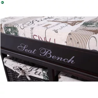   Lóca párnával, 2 kosár, sötétbarna/bézs/minta, SEAT BENCH 3