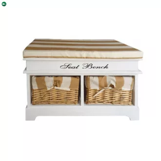   Lóca párnával, 2 kosár, fehér/mézes/minta, SEAT BENCH 4