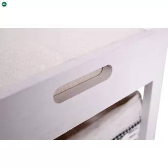 Lóca fonott kosárral és párnával, régi fehér, RUBY1