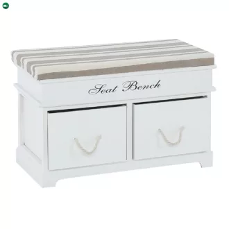   Lóca párnával, 2 fiók, fehér/világosbarna, SEAT BENCH 1 NEW