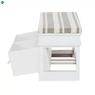   Lóca párnával, 2 fiók, fehér/világosbarna, SEAT BENCH 1 NEW