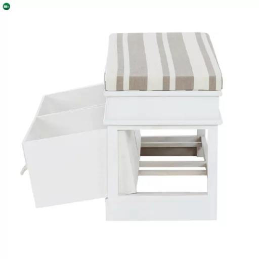 Lóca párnával, 2 fiók, fehér/világosbarna, SEAT BENCH 1 NEW