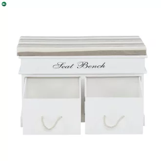   Lóca párnával, 2 fiók, fehér/világosbarna, SEAT BENCH 1 NEW