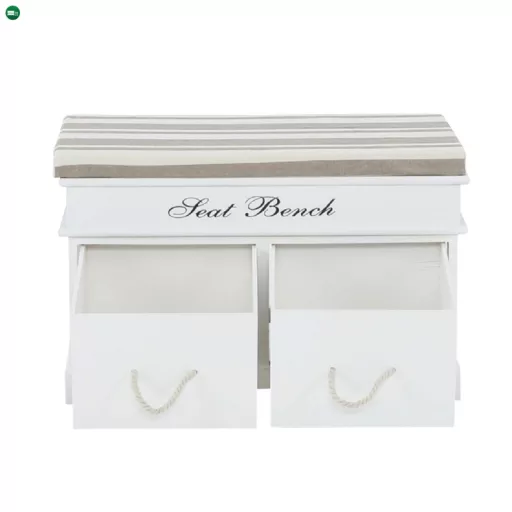 Lóca párnával, 2 fiók, fehér/világosbarna, SEAT BENCH 1 NEW