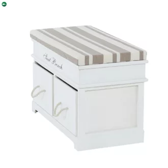  Lóca párnával, 2 fiók, fehér/világosbarna, SEAT BENCH 1 NEW