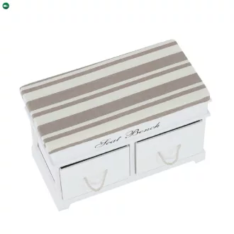   Lóca párnával, 2 fiók, fehér/világosbarna, SEAT BENCH 1 NEW