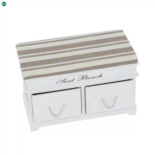 Lóca párnával, 2 fiók, fehér/világosbarna, SEAT BENCH 1 NEW