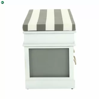 Lóca párnával, 2 fiók, fehér/szürke, SEAT BENCH 2 NEW