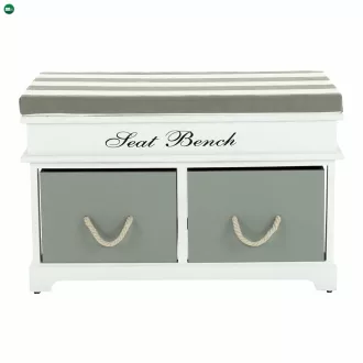 Lóca párnával, 2 fiók, fehér/szürke, SEAT BENCH 2 NEW