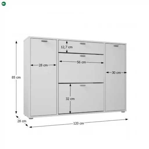 Cipősszekrény, fehér, ANABELA