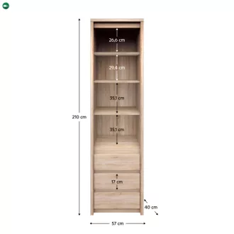 Könyvespolc, DTD laminált, tölgy sonoma, NORTY TYP 6