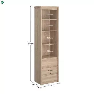 Könyvespolc, DTD laminált, tölgy sonoma, NORTY TYP 6