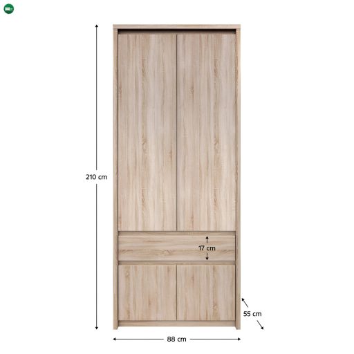 Akasztós szekrény, DTD laminált, tölgy sonoma, NORTY