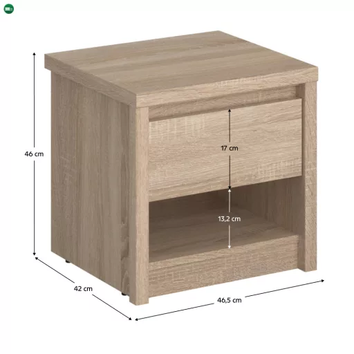 Éjjeliszekrény, DTD laminált, tölgy sonoma, NORTY
