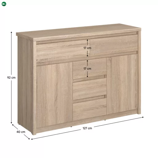 Komód, DTD laminált, tölgy sonoma, NORTY TYP 10