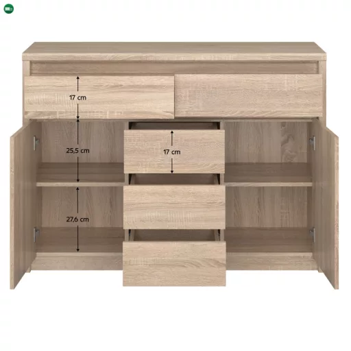Komód, DTD laminált, tölgy sonoma, NORTY TYP 10