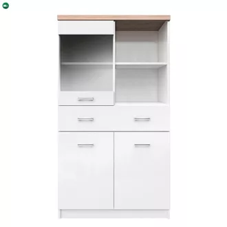   Vitrines szekrény 2D1W1S/80, fehér/tölgy sonoma, TOPTY TYP 02