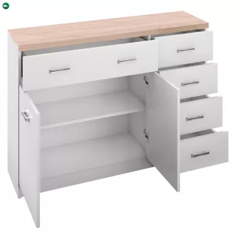 Komód 2d5s, fehér/tölgy sonoma, TOPTY TYP 08